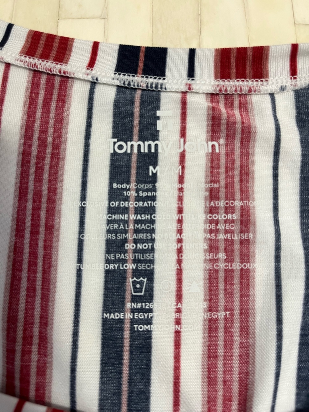 Tommy John Striped Modal Short-Sleeve Lounge Tee size Medium - Picture 5 of 5